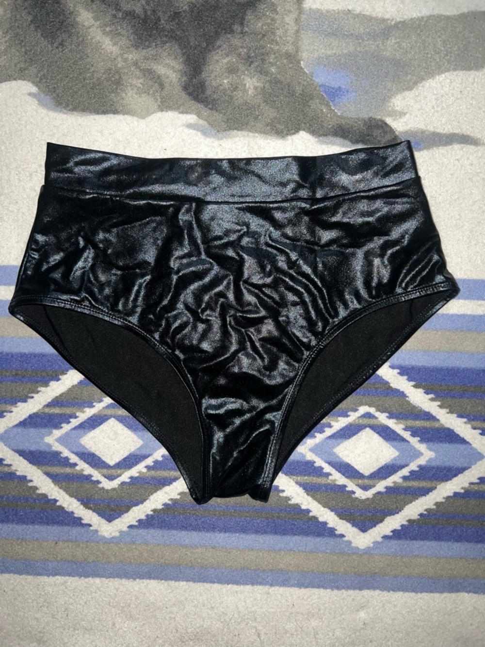 High-Waist Black Shiny Bikini Bottom - Women Swim